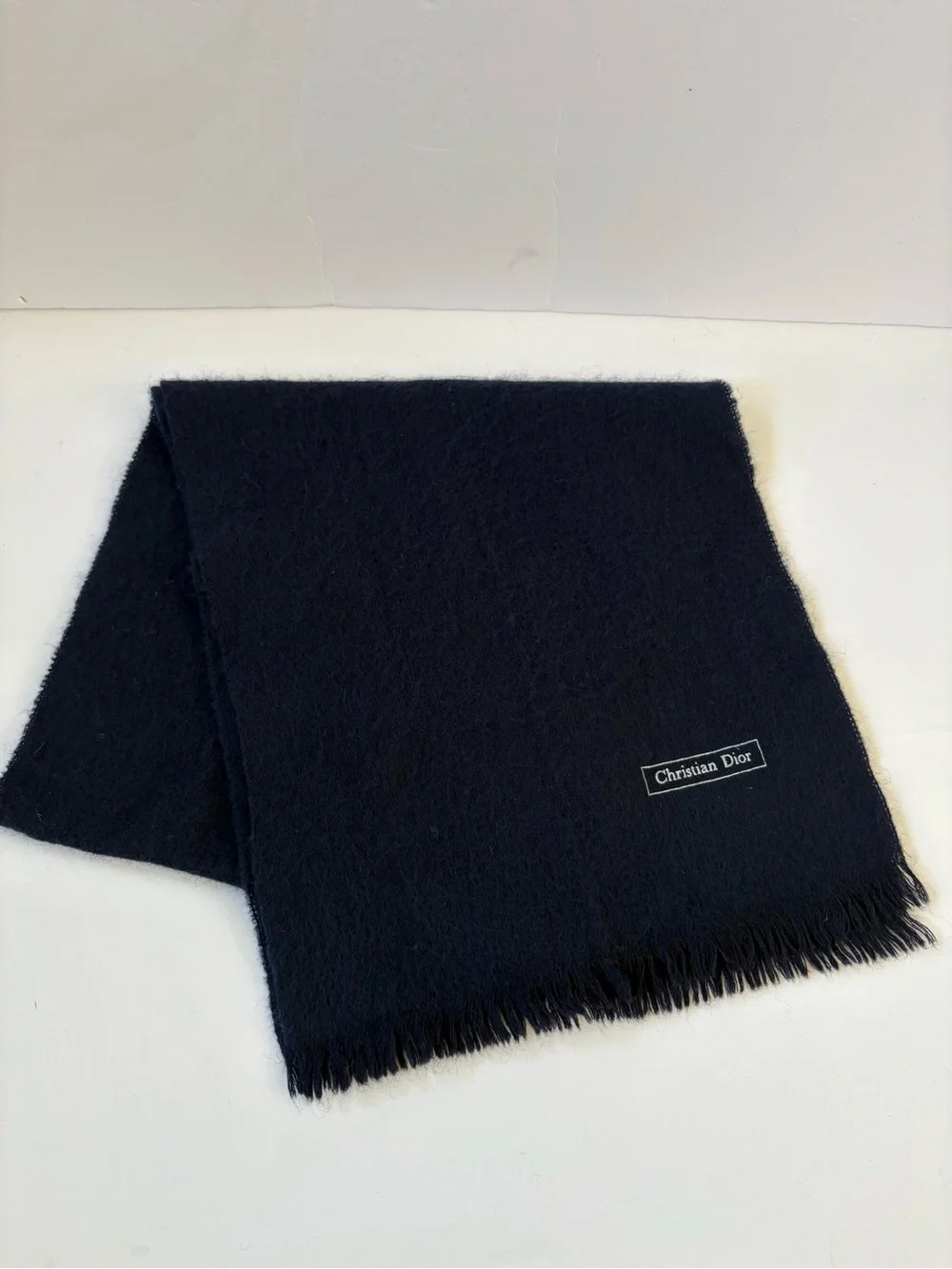 Christian Dior Monsieur Luxury 100% Merino Wool Scarf Lightweight Dark Blue RBS